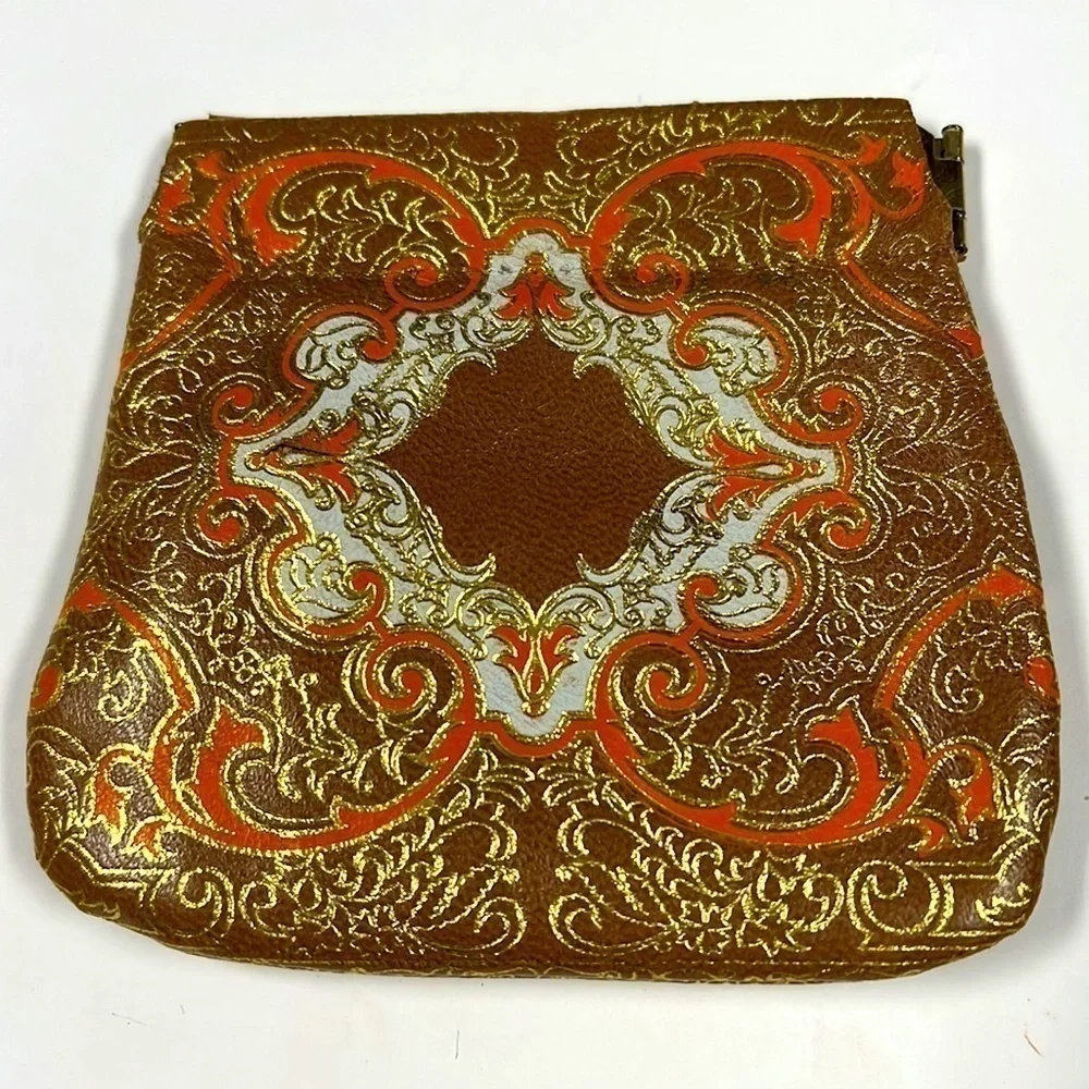 Vintage Leather Italian Snap Frame Credit Card Holder Wallet